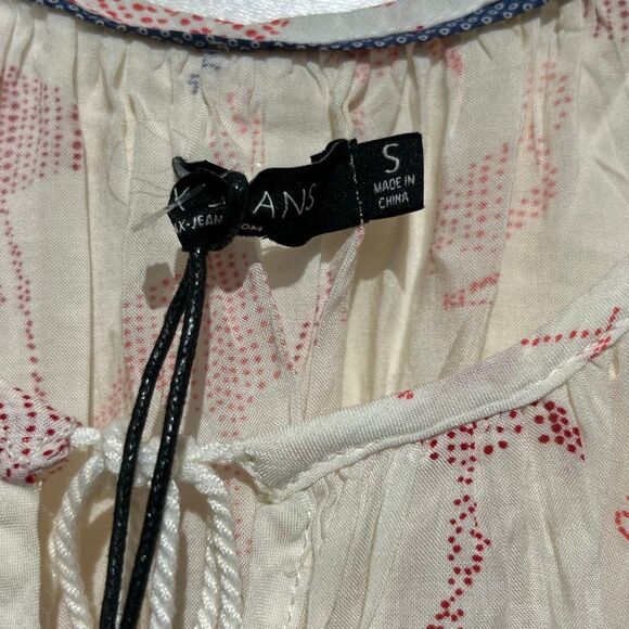 Max Jeans Multicolor Tassel Tie Neck Cold Shoulder Long Sleeve Blouse Small NWT - Picture 6 of 11